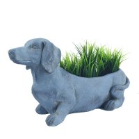 Solstice Sculptures Sausage Dog Planter 30cm in Blue Iron Effect