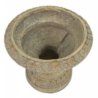 Solstice Sculptures Fluted Urn Low 28cm -Weathered Dark StoneEff