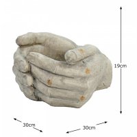 Solstice Sculptures Cupped Hands Planter 19cm -Wthrd Lt StoneEff