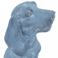 Solstice Sculptures Dog Sitting 71cm in Blue Iron Effect