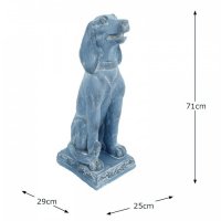 Solstice Sculptures Dog Sitting 71cm in Blue Iron Effect