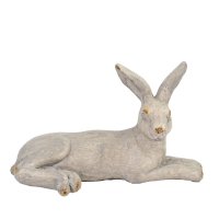 Solstice Sculptures Hare Lying 24cm -Weathered Light StoneEffect