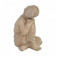 Solstice Sculptures Buddha Crouching 37cm -Weathered StoneEffect