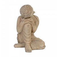 Solstice Sculptures Buddha Crouching 37cm -Weathered StoneEffect