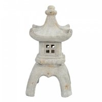 Solstice Sculptures Pagoda Lantern Lg 63cm -Weathered LtStoneEff