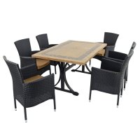 Byron Manor Charleston Dining Table w/6 Stockholm Black Chairs