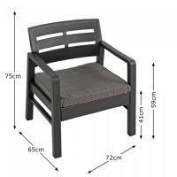 Trabella Venice Coffee Table & Chairs Set - Anthracite