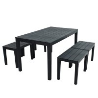 Trabella Roma Rectangular Table w/4 Roma Bench Seats -Anthracite