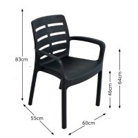 Trabella Roma Square Table with 4 Siena Chairs - Anthracite