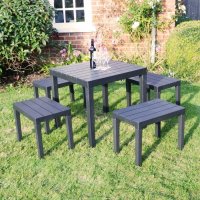 Trabella Roma Square Table with 4 Roma Bench Seats - Anthracite