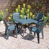 Trabella Turin Patio Table with Set of 4 Parma Chairs - Green