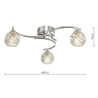 Nakita 3 Light Semi Flush Polished Chr-Twisted Open Glass