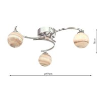 Atiya 3 Light Semi Flush Ceiling Light Polished Chr-Planet Glass