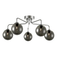 Feya 5 Light Semi Flush Ceiling Light Pol Chr Smoked Glass