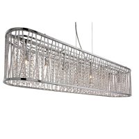 Searchlight Elise 8Lt Oval Ceiling,Aluminium Tubes Trim,Chrome,Clear Crystal Drops