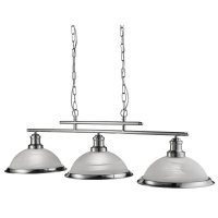 Searchlight Bistro 3 Light Ceiling Bar Satin Silver Marble Glass