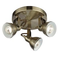 Searchlight Focus 3 Light Spotlight Disc Antique Brass