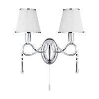 Searchlight Simplicity-2 Light W/Bracket Chrome & Clear Glass White String Shades