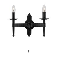 Searchlight Cartwheel II 2 Light Wall Bracket Wrought Iron Black