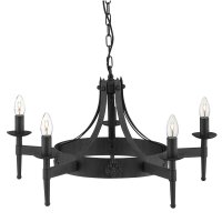 Searchlight Cartwheel II 5 Light Ceiling Wrought Iron Black