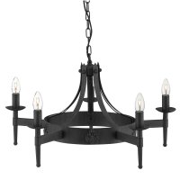 Searchlight Cartwheel Ii 5 Light Ceiling Wrought Iron Black