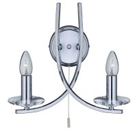 Searchlight Ascona-2 Light Wall Bracket Chrome Twist Frame with Clear Glass Sconces