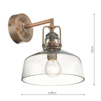 Miles Wall Light Antique Copper Smoked Glass