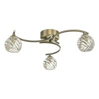 Nakita 3 Light Semi Flush Antique Brass With Twisted Open Glass