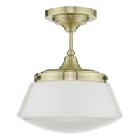 Caden Semi Flush Antique Brass Opal Glass IP44