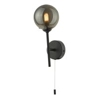 Cohen 1 Light Wall Light Matt Black With Smoked Glass