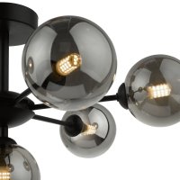 Cohen 7 Light Semi Flush Matt Black Smoked Glass