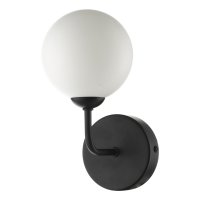 Feya 1 Light Wall Light Matt Black Opal Glass