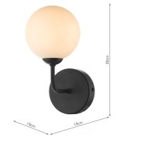 Feya 1 Light Wall Light Matt Black Opal Glass