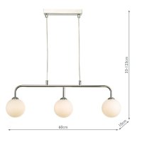 Feya 3 Light Bar Pendant Polished Chrome Opal Glass