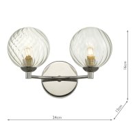 Izzy 2 Light Wall Light Polished Chrome Twisted Glass