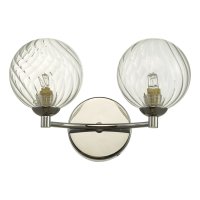 Izzy 2 Light Wall Light Polished Chrome Twisted Glass