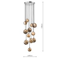 Mikara 12 Light Cluster Pendant Polished Chrome Glass 1.5M