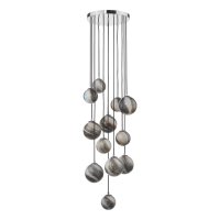 Mikara 12 Light Cluster Pendant Polished Chrome Glass 1.5M