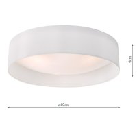 Nysa 3 Light Flush White Faux Silk 60cm