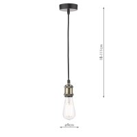 Waco Single E27 Suspension Antique Brass Matt Black