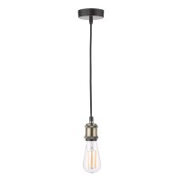 Waco Single E27 Suspension Antique Brass Matt Black