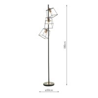 Tower 3 Light Floor Lamp Matt Black Copper