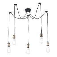 Waco 5 Light Pendant Antique Brass Matt Black