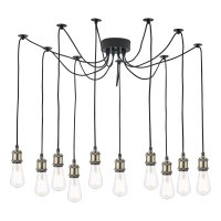 Waco 10 Light Pendant Antique Brass Matt Black