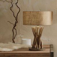 Pacific Lifestyle Derna Driftwood Table Lamp with Natural Jute Shade