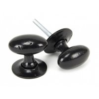 Black Oval Mortice/Rim Knob Set