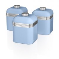 Swan Retro Set of 3 Canisters - Blue