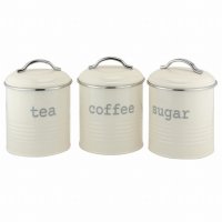Apollo Round Tea, Coffee & Sugar Caniser Set - Cream