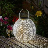 Smart Solar Damasquette Lantern - Cream