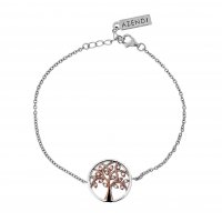 Silver & Rose Gold Vermeil CZ Tree of Life Bracelet